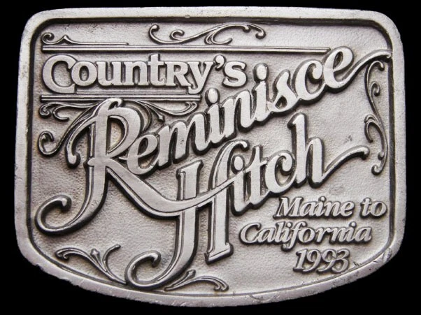 IK09119 Vintage 1993 PAYS Souvenir Hitch Étain Boucle Ceinture