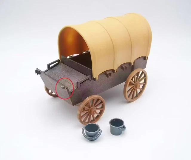 PLAYMOBIL VINTAGE WESTERN cowboy chariot bâché colons tonneau set 3243 de 1976 EUR 45,00 - FR