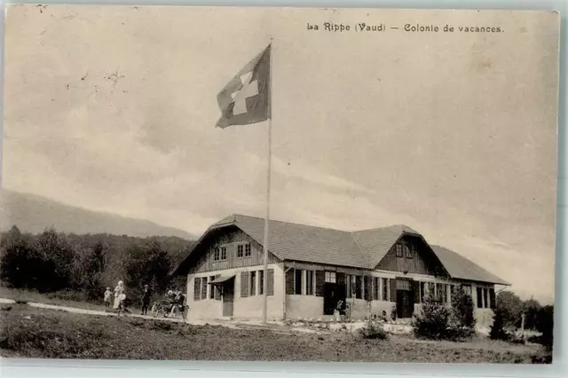 13173381 - La Rippe Colonie de vacances Fahne Waadt / Vaud VD 1913