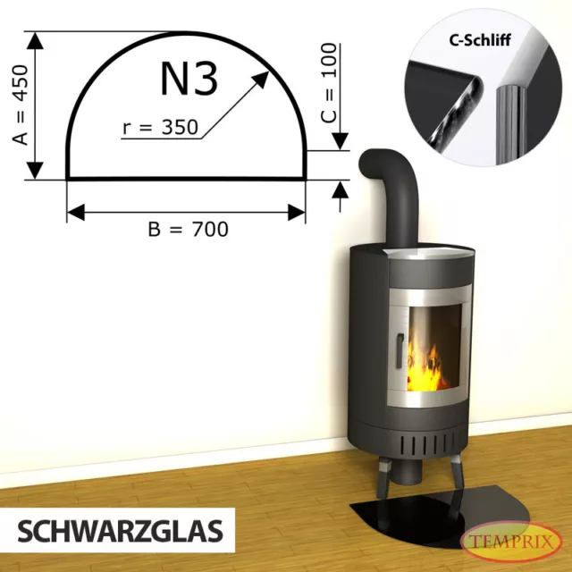 Temprix Protección de Chispas & Placa Fondo Cristal Vidrio Negro para Estufa &