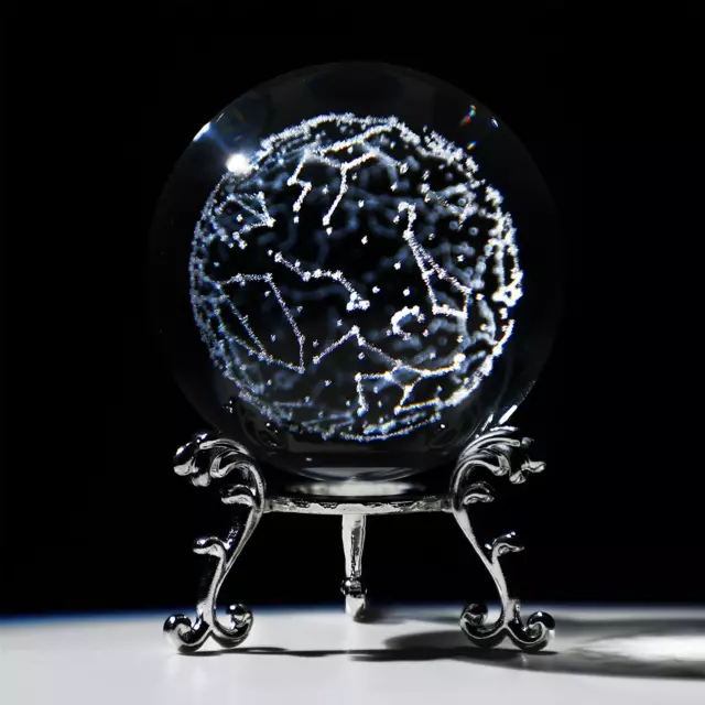 3D Laser Engraved Constellation Crystal Decorative Ball Paperweight Feng Shui Gl