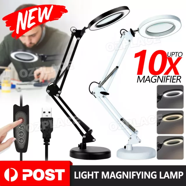 10X Magnifier Light Magnifying Lamp Desk Table Glass Salon Tattoo Light Dimming