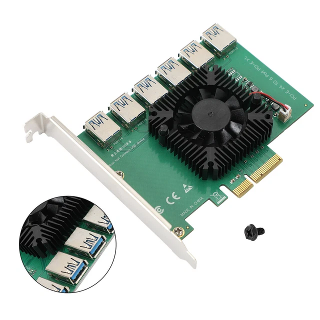 20Gb Riser Card Adapter PCIE 1 to 6 PCI Express X4 to 6 Port USB3.0 For Mining## 2