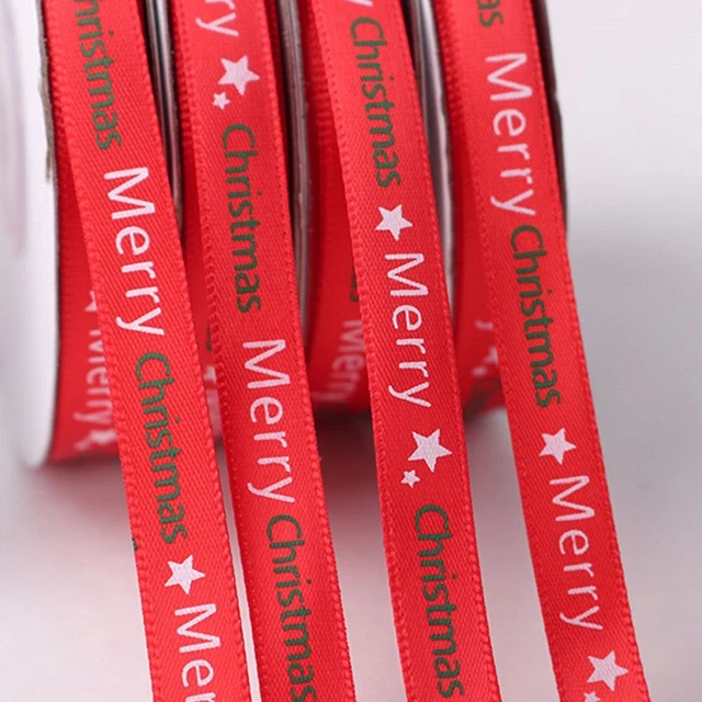 Decoration Ribbon Gift Wrapping Ribbon 1cm*22m Christmas Letter Ribbon 7