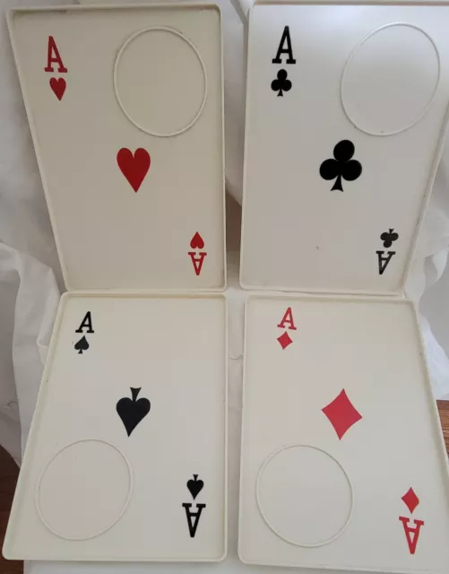 Vintage Mid-Century Set of 4 Aces Poker Party Snack Trays