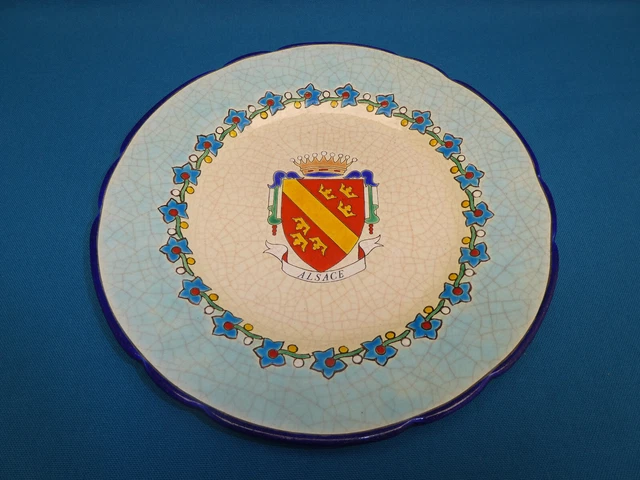 Émaux De Longwy Grande Assiette Décorative Blason De L'alsace