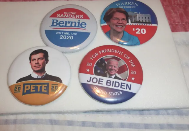 2020 Bernie Mayor Pete Elizabeth Warren Joe Biden Campaign Buttons Pins Pinbacks