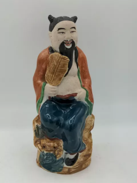 Antique Chinese Buddha Man Bisque Open Mouth Teeth Happy, Laughing