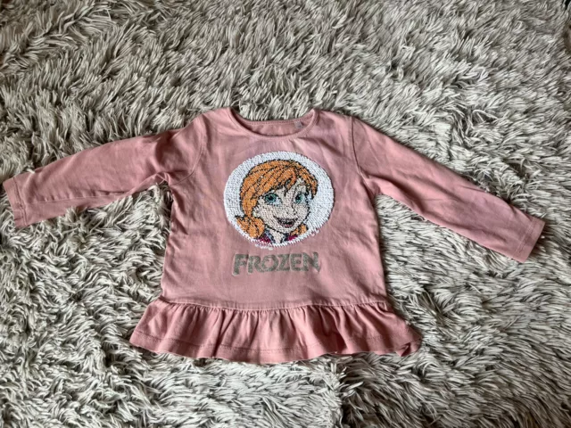 Disney Eiskönigin Frozen Langarmshirt Wendepailletten rosa Gr. 104 - 110