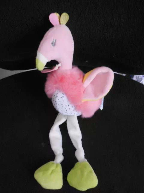 doudou peluche pantin flamant rose BABY NAT 31cm