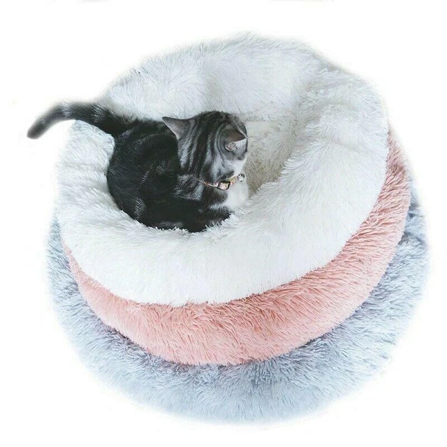 Donut Plush Bed Dog Cat Pet Calming Round Soft Warm Fluffy Kennel Sleeping Nest 2