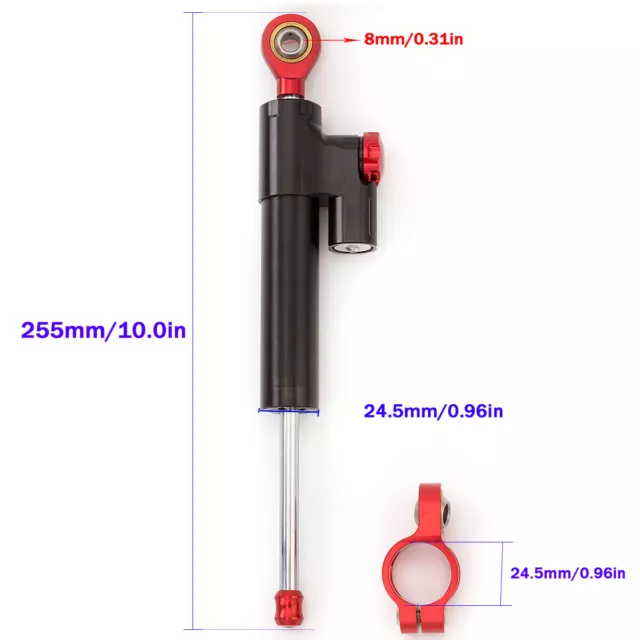 Black&Red Universal Motorcycle CNC Adjustable Steering Damper Stabilizer Part