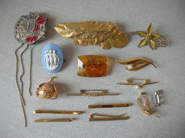 Lot De 5 Broches Anciennes Dorées - Différents Modèles, Occasion, Ref63716