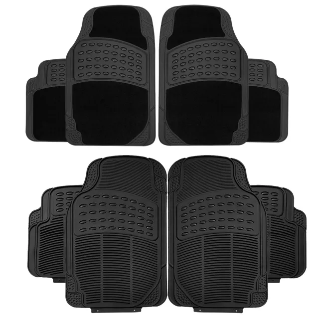 4 Piece Heavy Duty Universal Titan Metallic Look Floor Mat Set Van Car Mats