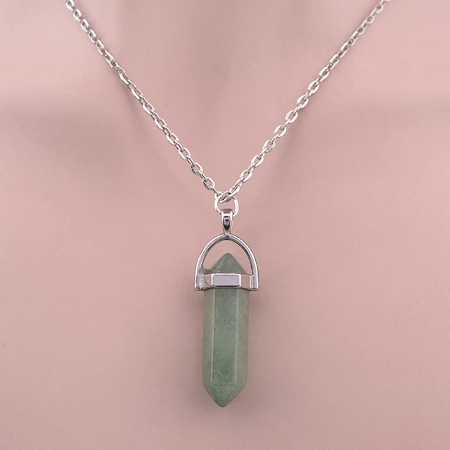 Natural Crystal Pendulum Quartz Stone Pendant Chakra Healing Gemstone Necklace 7