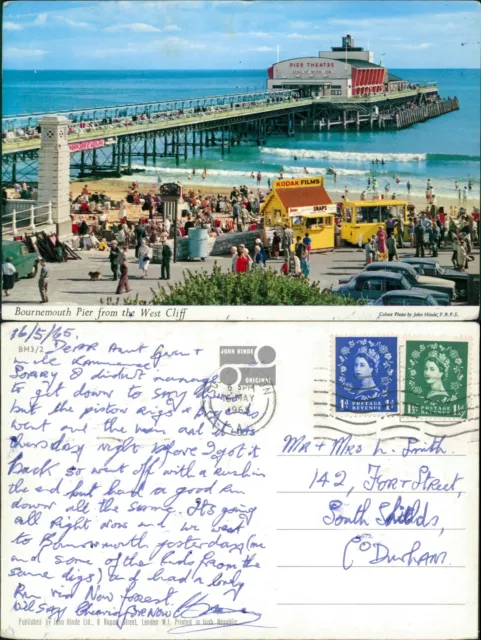 Bournemouth Pier From West Cliff John Hinde GB 1965 Cancel