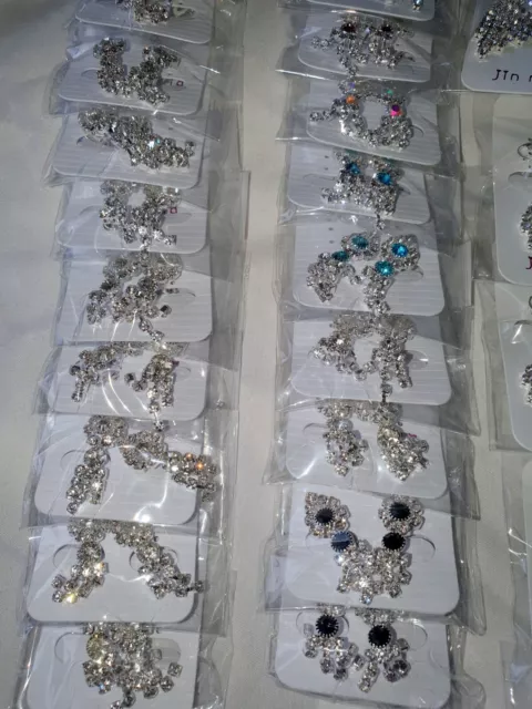 Joblot 36 Pairs Mixed design Diamante clip on Earrings - new Wholesale C 3