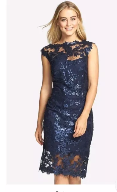 Tadashi Shoji Sequin Paillette Embroidered Lace Dress 2P