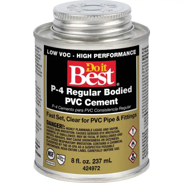 Do it Best 8 Oz. Regular Bodied Clear PVC Cement 018117-24 Pack of 24 SIM