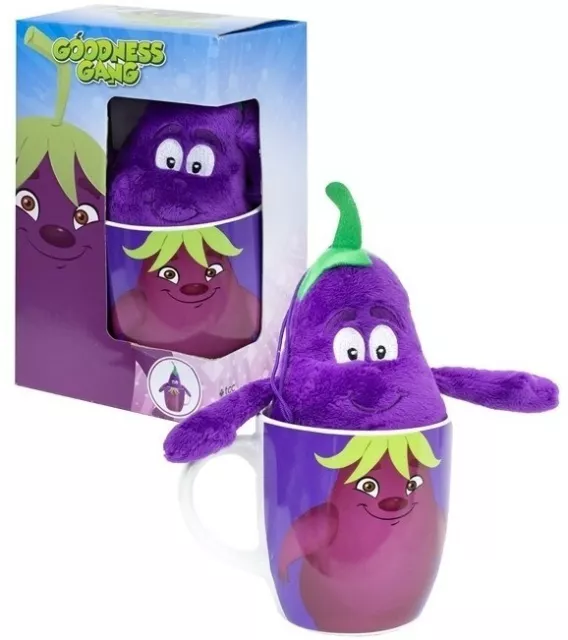 Goodness Gang große Tasse und passendes Plüschfigur Aubergine