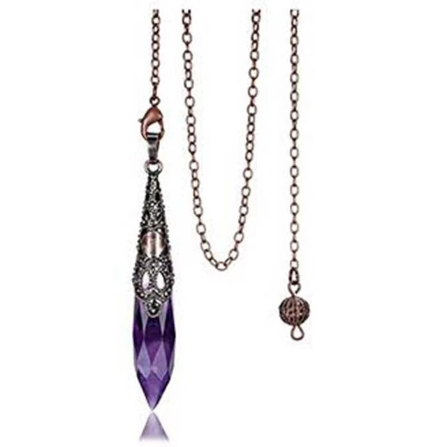 Natural Healing Chakra Crystal Quartz Necklace Faceted Stone Pendulum Pendant