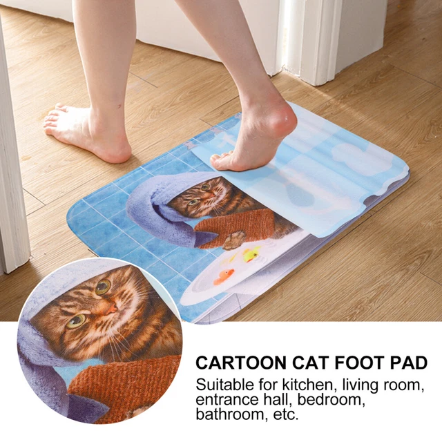 1 pieza Divertida Alfombra de Piso Patrón de Gato Almohadilla para Piés de Animados Baño Antideslizante Alfombra de Tierra K