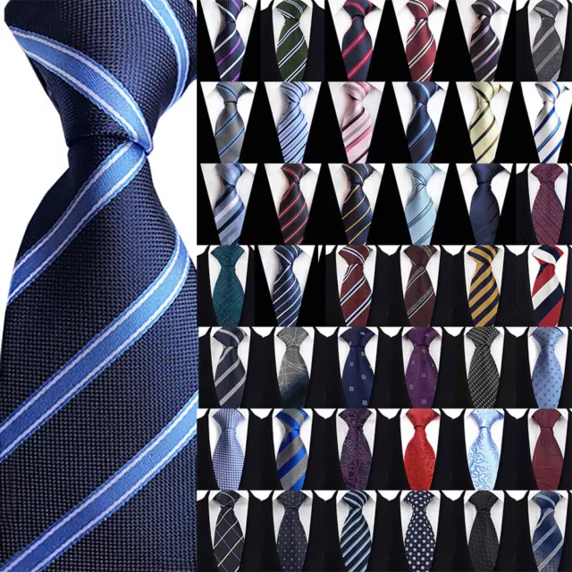 Mens Silk Pattern Striped Ties Jacquard Formal Business Slim 8cm Necktie Wedding