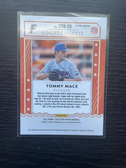 2021 Panini Elite Extra Edition #CTO-TO Tommy Mace COLLEGE TICKETS SILVER PRIZM 2
