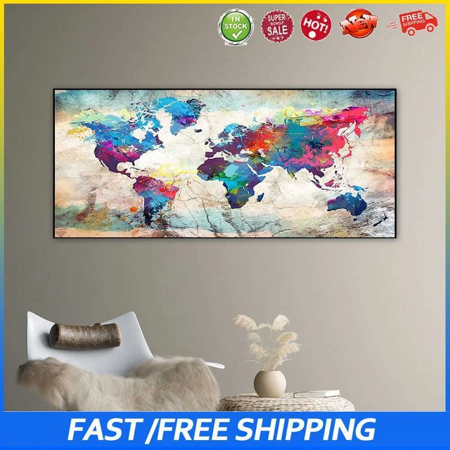 #b Mapa del mundo Pintura al óleo por números Kits Lienzo Imagen Hágalo usted mismo Arte de pared Artesanía Colorear