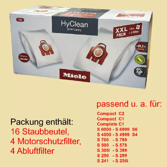 Miele Staubbeutel FJM - XXL Pack 16 Staubbeutel für Compact C1, C2, Complete C1