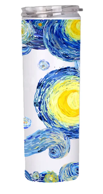 Van Gogh's Starry Sky  Semi handmade 20oz stainless straight bottle