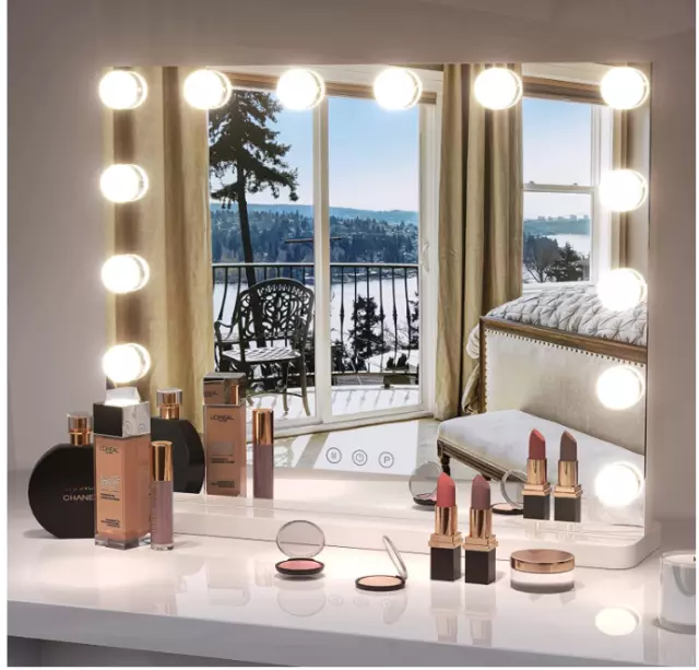 Hollywood Spiegel mit 14 LED Spiegelleuchte Schminklicht Make-up Spiegel DE