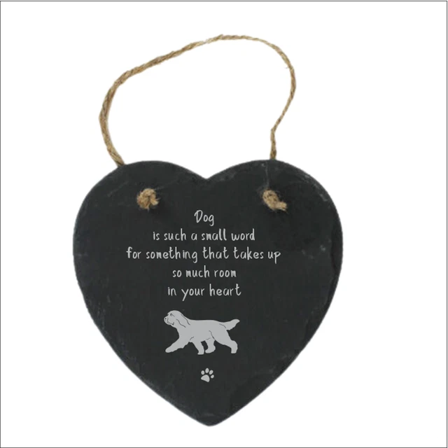 Bearded collie Dog inspired slate heart laser engraved