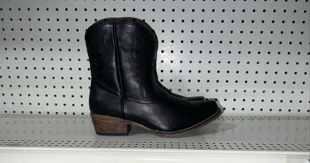 Roper Ava Womens Faux Leather Snip Toe 7" Cowboy Western Boots Size 9 Black