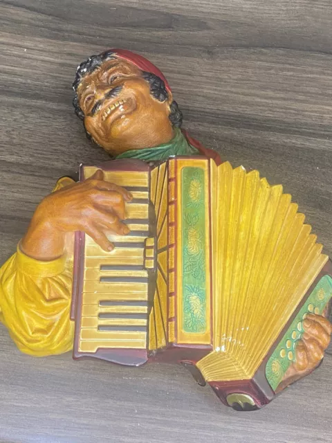 Vintage Bossons 'Romany' Gypsy & Accordian Large Wall Plaque 1970 Collectable