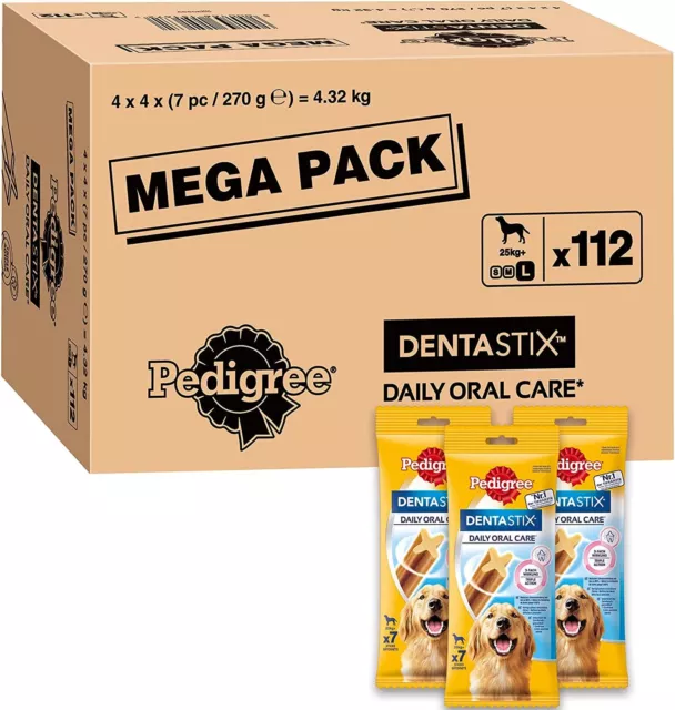 Pedigree DentaStix Daily Oral Care Zahnpflegesnack Große Hunde Leckerli 112 Pack