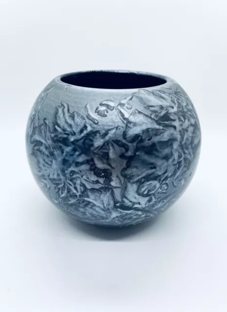 Vase Kugelvase Keramik Silber Graue Metallische Glasur Keramik Kunst