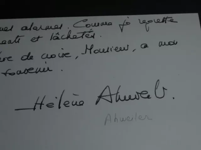 Hélène AHRWEILER, Historienne d'art- CARTE-LETTRE AUTOGRAPHE SIGNÉE 1990 2 pages 2