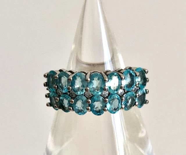 Vintage Sterling Silver 925 Apatite Gemstone Cocktail ring size 5.75