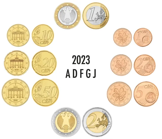 Brd Euro-Kursmünzensätze 2023 Adfgj  Stempelglanz 5 Sätze