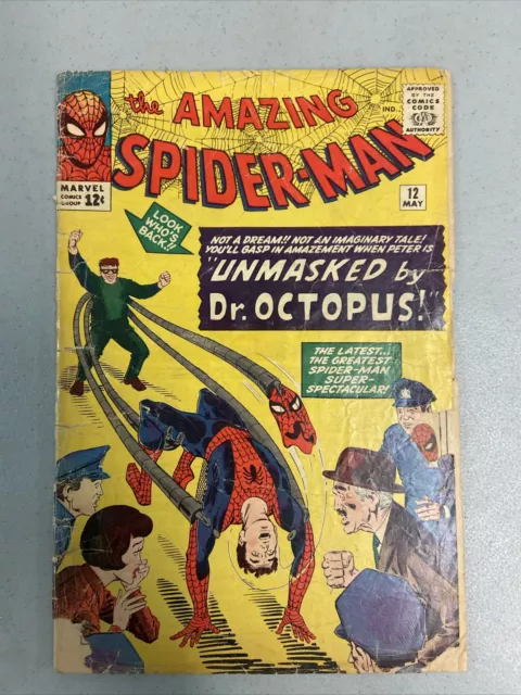 Amazing Spider-Man #12 3Rd Dr Octopus Stan Lee Story Steve Ditko Cover Art 1964