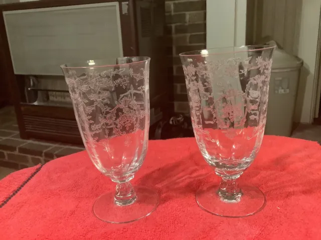 Set Of 2 Fostoria Navarre Ice Tea Glasses 5 7/8” Crystal