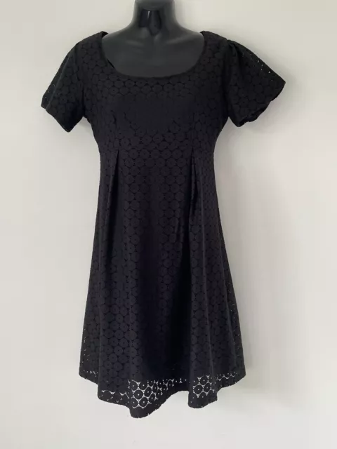 H&M Black Lace Skater Mini Dress Size Eur 36 Uk 8