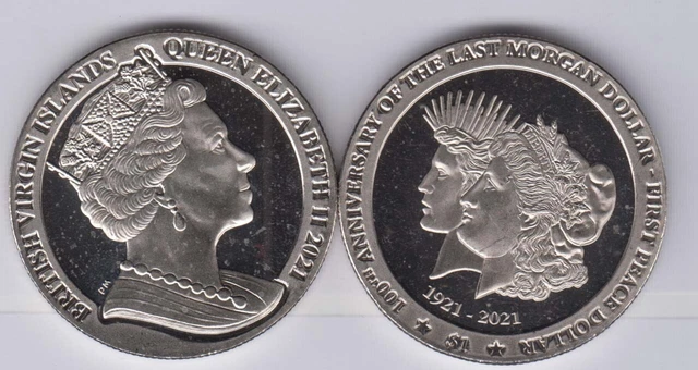 BRITISH VIRGIN ISLANDS $1 2021 Cu Ni Crown, Morgan & Peace Dollars