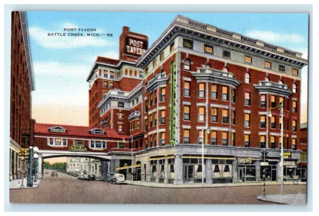 c1940s Post Tavern, Battle Creek, Michigan MI Unposted Vintage Postcard