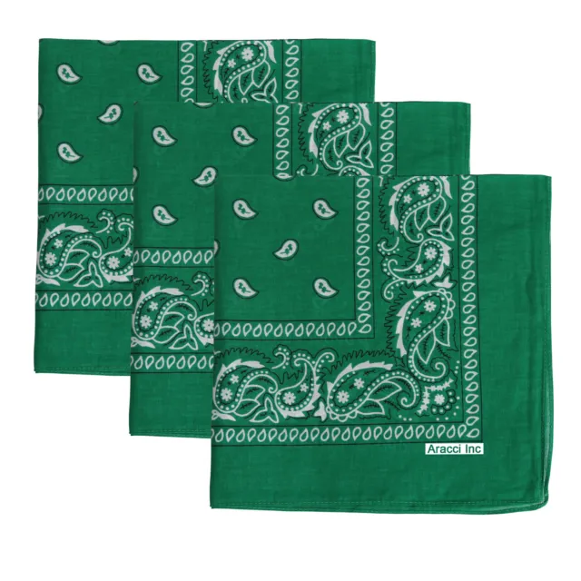 3-Pack Bandana Double-Sided Scarf Head Neck Face Mask 100% Cotton Paisley Print