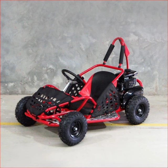 GK80SS - Mini Go Kart Buggy 80cc Petrol Powered Ride On Automatic Kids RED Race