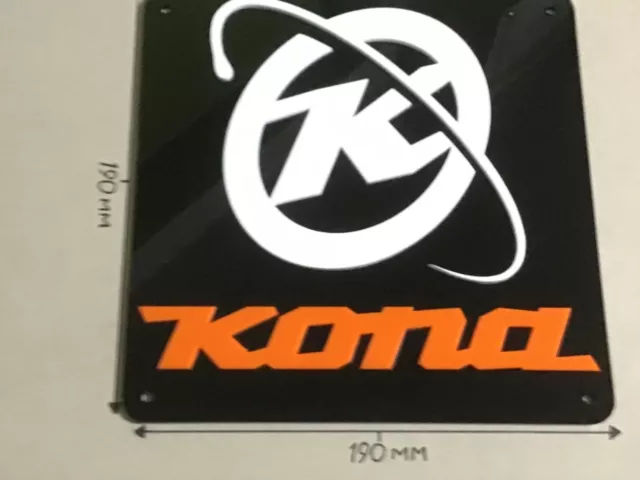 KONA Bikes, KONA Acrylic Sign, Black, White and Orange, 190 X 190mm.