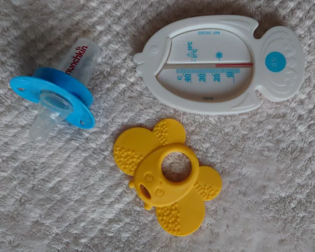 Baby Essentials BundleBath Thermometer Munchkin The Medicator Teether Butterfly