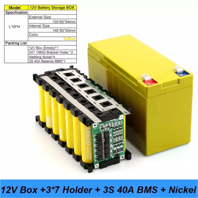 12V 3S 7P  40A  Li-ion Battery Pack  DIY Kits Storage Case Holder for Power Wall